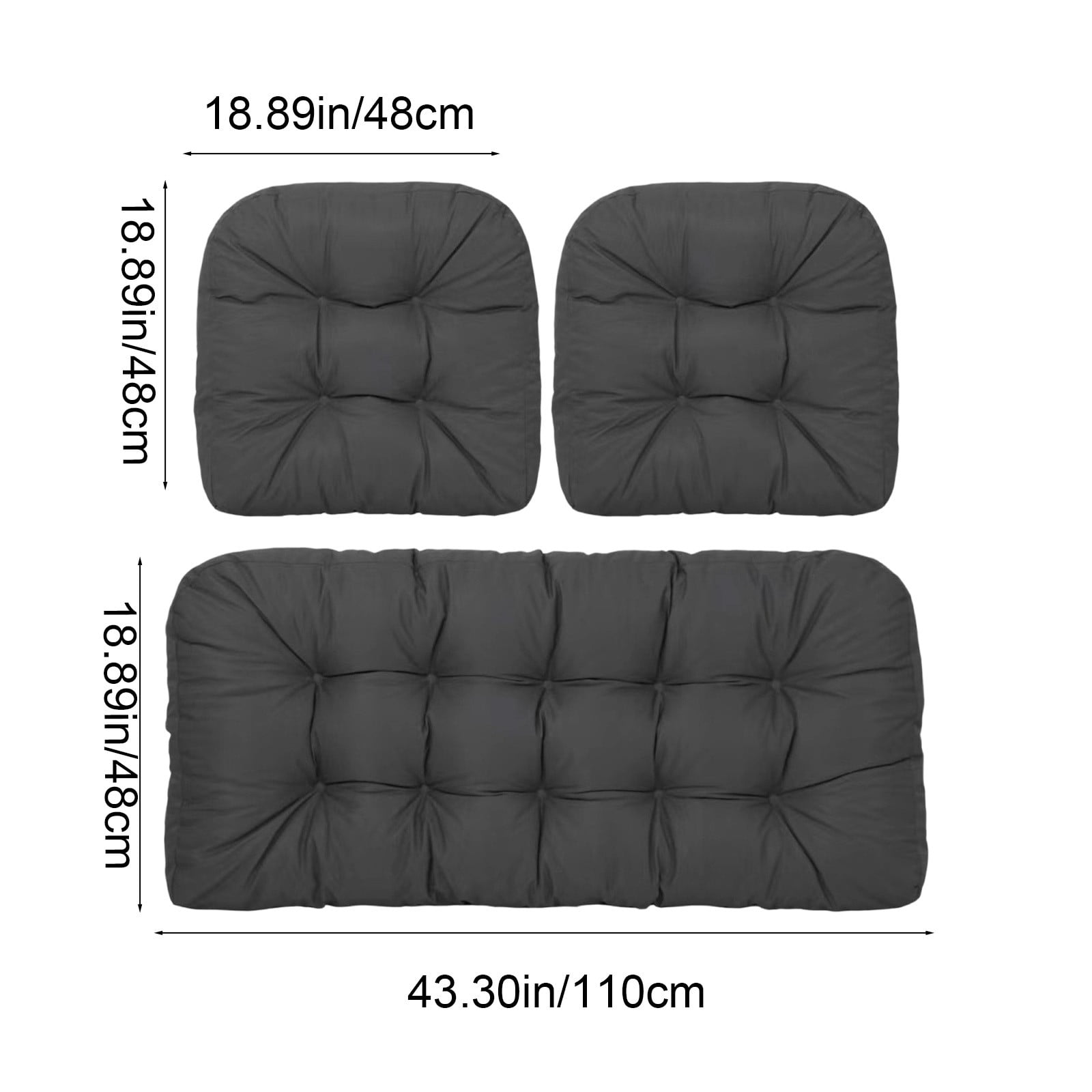 Kdkad Indoor Outdoor Bench Cushion Set with Backrest, 43.3×18.9 Inch Thick Seat Cushions for Patio Garden Bench, Rattan Wicker Chair Pads, Soft Polyester Bench Pad for Porch Balcony Window Seat