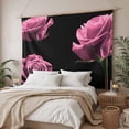 thumbnail image 3 of Pink Rose Tapestry for Bedroom Wall Hanging Tapestry, Vintage Abstract Garden Flower Floral Black Ceiling Backdrop Tapestries Poster Blanket Wall Decor for Teens Room Living Room Dorm 59" x 90", 3 of 8