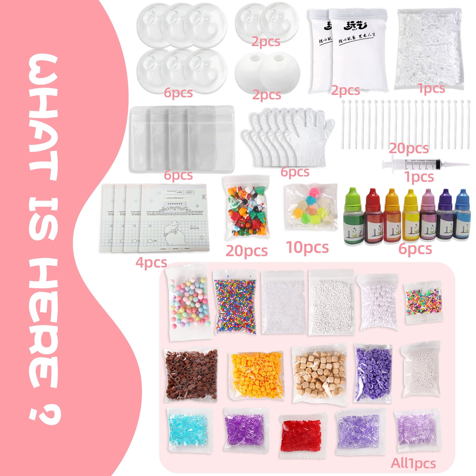Natonhi DIY Stress Ball Making Kit-Easy DIY- 10 TPR Skins, 13 Fillers, 14 oz Slime, 7 oz Clay, Create ASMR Anxiety Relief Toys, Handmade Squishy Stress Balls Crunchy Relaxing