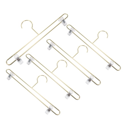 Masteelf Golden Metal Clothing Hangers with Clips for Pants Skirt Tank Tops Adjustable Clip 5 Pieces