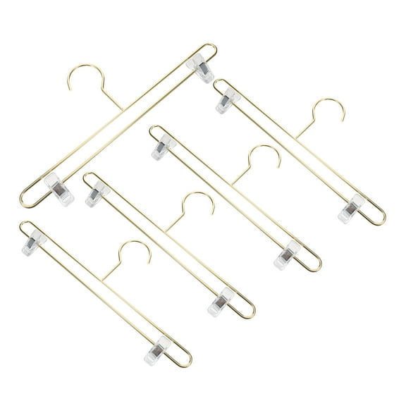 Masteelf Golden Metal Clothing Hangers with Clips for Pants Skirt Tank Tops Adjustable Clip 5 Pieces