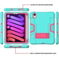 thumbnail image 4 of Dteck Case for Apple iPad mini 6th Generation 2021 8.3-inch,Shockproof Rubber 3-layer Protection Heavy Duty Armor Hybrid Drop-Proof Kickstand Protector Cover for iPad mini 6,Mint+Rose, 4 of 7