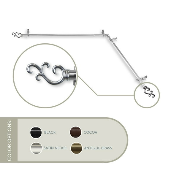 13/16 inch Mosey Corner Window Curtain Rod 48-84" - Satin Nickel