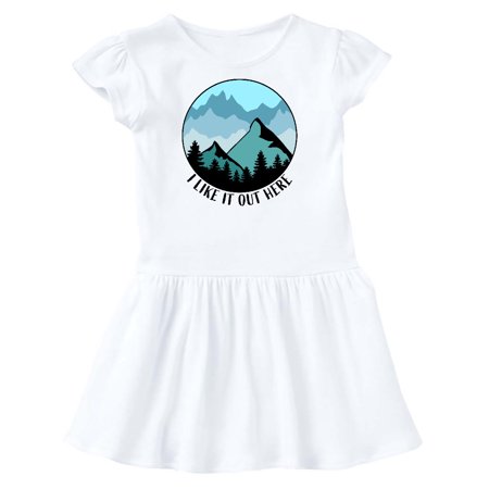 

Inktastic I Like It Out Here Mountains in Blue Gift Toddler Girl Dress