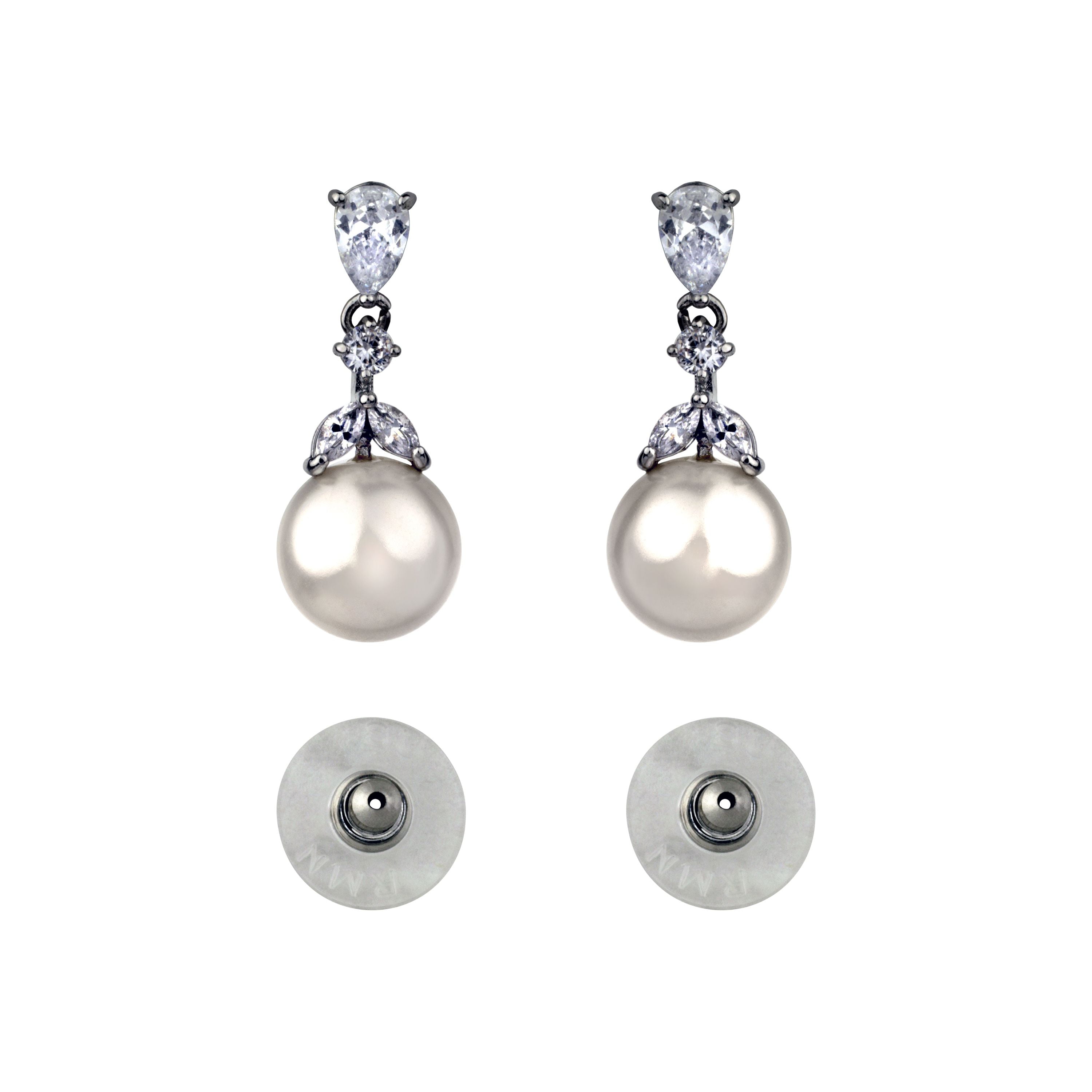Believe by Brilliance Fine Silver Plated Cubic Zirconia and Simulated Pearl Drop Earrings