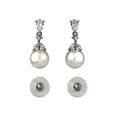 thumbnail image 3 of Believe by Brilliance Fine Silver Plated Cubic Zirconia and Simulated Pearl Drop Earrings, 3 of 3