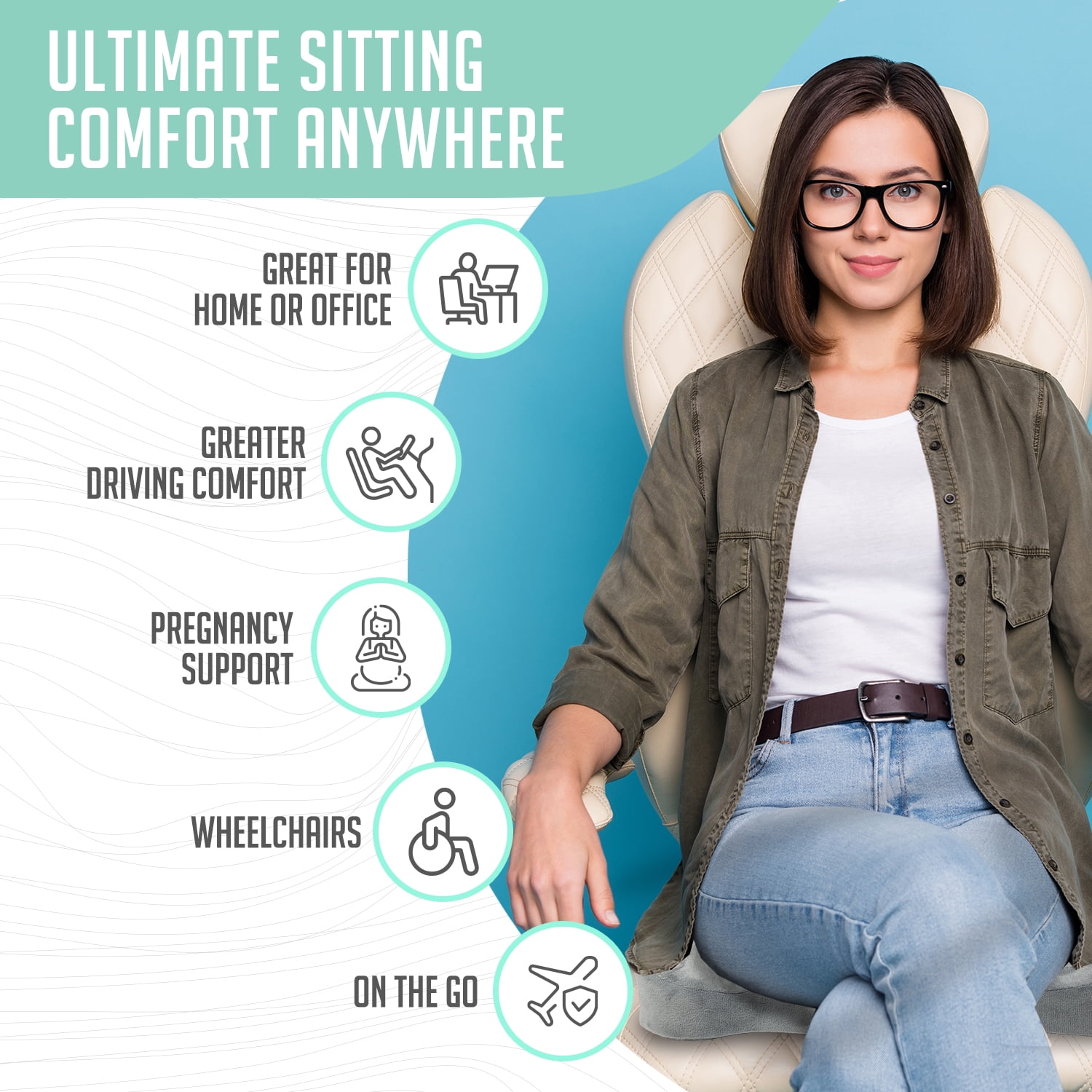 A WORLD of Difference in Comfort, TikTok, chair, cushion, hip, A DRAMATIC  difference in SITTING COMFORT, instant hip & lower back relief!😍📣   CUSH for your TUSH!!🤩❤️ What a