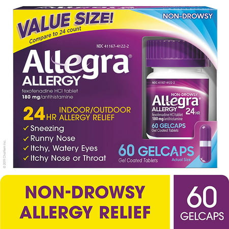 Allegra 24 Hour Allergy Relief Gelcaps, 60 Ct