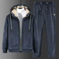 thumbnail image 2 of Conjunto de 2 piezas de sudaderas y pantalones casuales con capucha y chaqueta de forro polar más grueso, además de conjuntos de terciopelo, chándal de invierno para hombre, sudaderas con capucha, 2 of 5