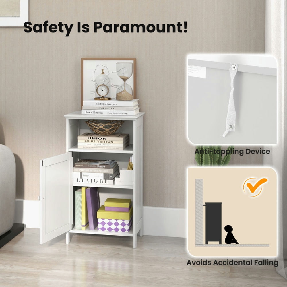 Finihen Bathroom Storage Cabinet, Bathroom Floor Cabinet, Bathroom Freestanding Adjustable Shelf Floor Storage Cabinet, for Bathroom, Living Room, Bedroom, Kitchen, White Finihen Bathroom Storage Cabinet, Bathroom Floor Cabinet, Bathroom Freestanding Adjustable Shelf Floor Storage Cabinet, for Bathroom, Living Room, Bedroom, Kitchen, White