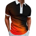 thumbnail image 1 of Txlixc - Polo de manga corta para hombre, cuello vuelto, diseño de patchwork, color degradado, con cremallera, informal Txlixc  Estilo de ocio, 1 of 9