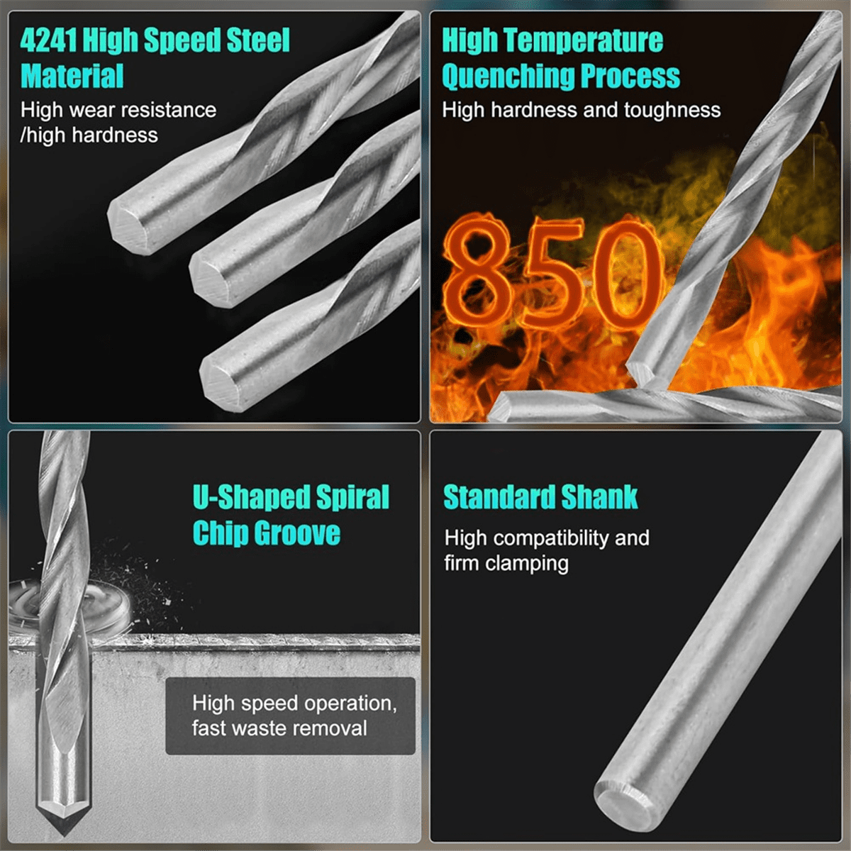50 Pieces Drywall Drill Bits, 1/8 Inch, for Wood and Plastic, Drywall Pilot Point Cutting Drill Bits for Spiral Saws