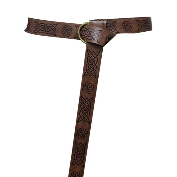 Aellinatey Vintage Belt Medieval Waistband Round Buckle Waist Wrap Embossed Knights Belt