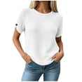 thumbnail image 3 of ClodeEU Women's Round Neck Short Sleeve T-Shirt,Casual Solid Color Loose Fit Top White,Women's Plus M, 3 of 8