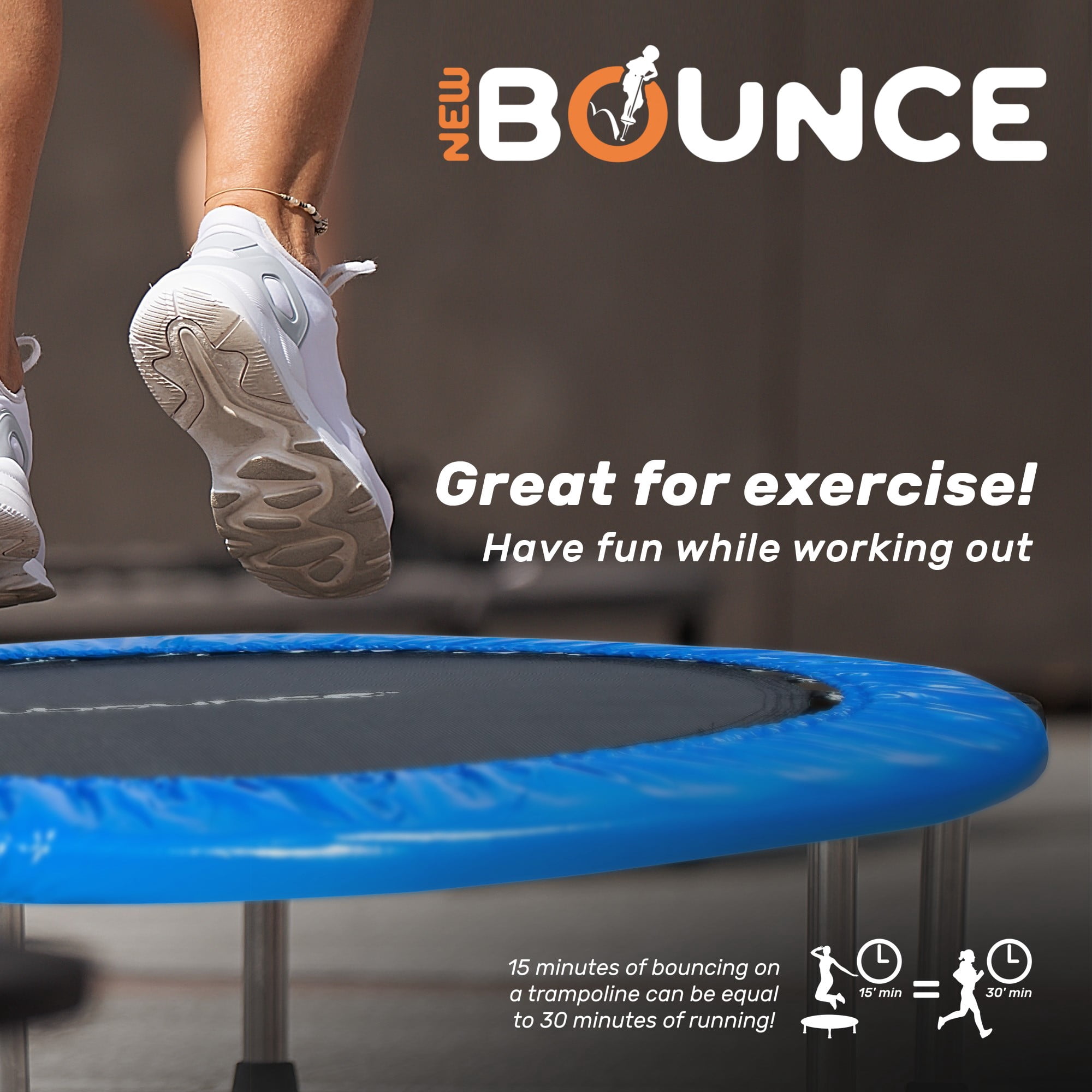 New Bounce Mini Trampoline for Kids and Adults, Foldable Indoor Trampoline Fitness Rebounder, Sturdy Trampoline Holds 150–220 lbs