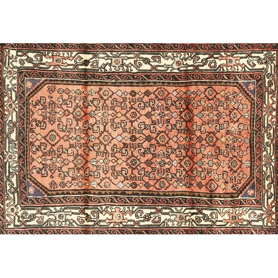 Ahgly Company Machine Washable Indoor Rectangle Traditional Dark Sienna Brown Area Rugs, 2' x 4'