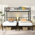thumbnail image 4 of Harper & Bright Designs Twin Size Metal Bunk Bed with Ladder and Guardrail, Twin Over Twin Over Twin Triple Bunk Bed Frame for Bedroom, Black, 4 of 16