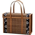 thumbnail image 1 of Picnic Woven Basket Wicker Storage Bag Handle Folded Fruit Shopping Food Handle Rattan Grass Foldable Bamboo Basket, 1 of 5