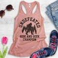 thumbnail image 2 of Undefeated Hide And Seek Champion Tank Top, Ladies Racerback Tank, Bigfoot, Yeti, Sasquatch, Squatch Tee, Desert Pink, Medium, 2 of 3