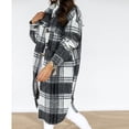 thumbnail image 6 of Viikei Women Coats Plus Size Women Coats Clearance Hoodie Jackets for Women Casual Plaid Long Wool Blend Coat Shacket Jackets Casual Boyfriend Flannel Shirts Pocket Cardigan Coat, 6 of 7