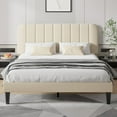 thumbnail image 4 of VECELO Full Size Bed Frame with Upholstered Headboard, Velvet Platform Bedframe Mattress Foundation, Strong Wood Slat Support, No Box Spring Needed,Velvet Beige, 4 of 6