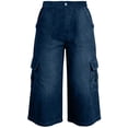 thumbnail image 3 of Straight Leg Jeans for Women Cargo Pants for Women Spring Summer Casual Loose Straight Leg Cropped Capri Jeans 6 Pockets High Waisted Stretchy Denim Pants, 3 of 5
