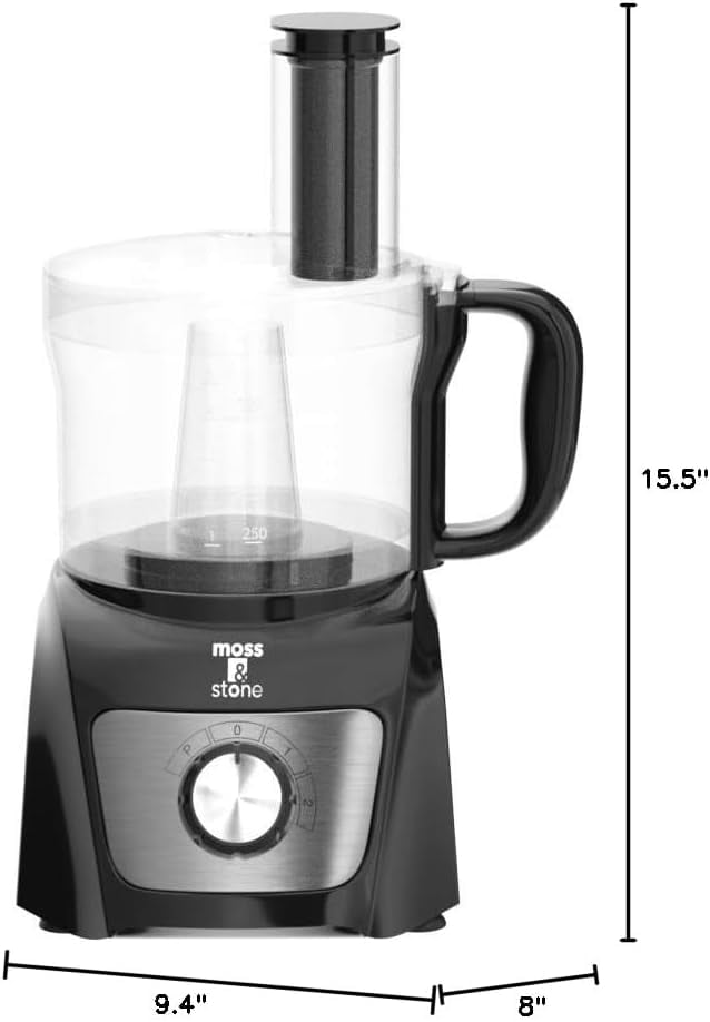 Moss & Stone 8-Cup Black Food Processor, Electric Chopper & Grinder, 500W
