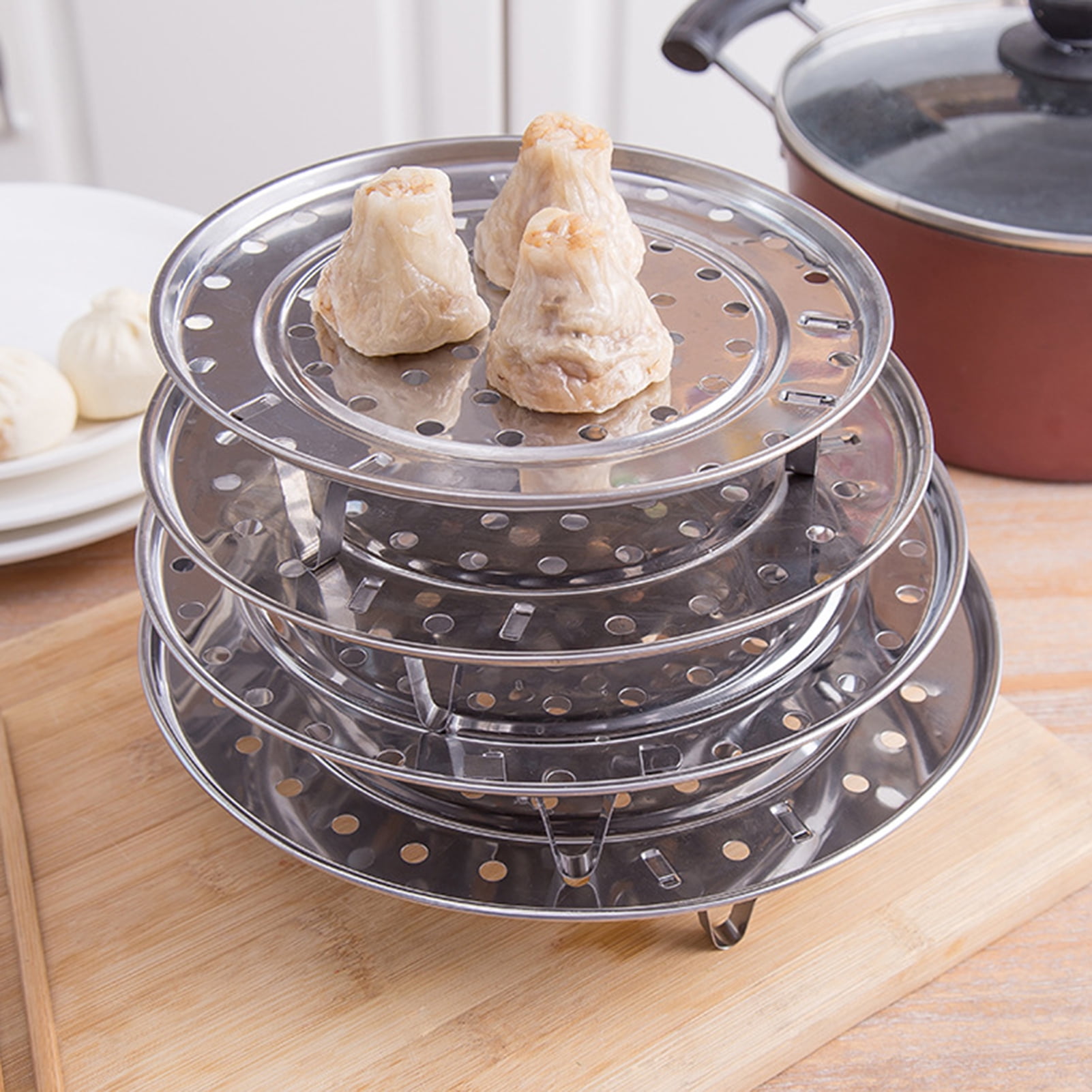 Bluethy Stainless Steel Steamer Rack Insert Stock Pot Steaming Tray Stand  Cookware 
