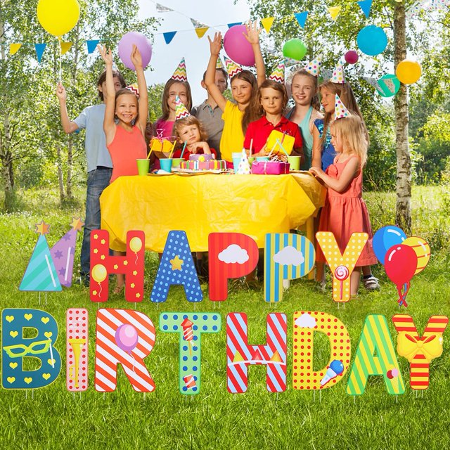 Happy Birthday Yard Signs with Stakes,15 Pack Durable and Weather