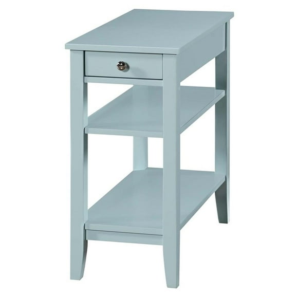 Pemberly Row Three Tier End Table With Drawer in Blue Wood Finish
