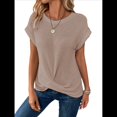 thumbnail image 2 of Camisetas para Mujer, Camisetas Informales con Mangas Murciélago Lisas y Dobladillo Cruzado, Camisetas Ajustadas A Albaricoque M, 2 of 8