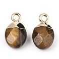 thumbnail image 3 of 10 pc Natural Tiger Eye Charms Top Light Gold Plated with Iron Loop Oval Faceted 14~15x8x5mm Hole: 1.8mmDIY, 3 of 3