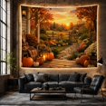 thumbnail image 6 of Autumn Porch with Pumpkins and Lantern on Stone Path, Peaceful Farmhouse for Nature Enthusiasts, Cozy Rustic Scene Art, Thanksgiving Gift Tapestry Wall Hanging for Living Room and Bedroom, 6 of 7
