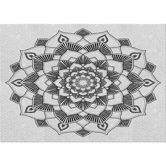 Ahgly Company Indoor Rectangle Patterned Platinum Gray Area Rugs, 5' x 7'