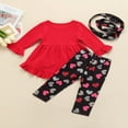 thumbnail image 3 of POINTERTECK Girls Outfit Long Sleeve Ruffle Hem Dress Tops + Heart Pants + Scarf 3PCS Set Valentine, 3 of 8