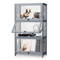 thumbnail image 4 of Magshion Modern 41.7" 3-Tier Transparent Display Cabinet with Flip Up Door, Floor Standing Showcase Bookshelf, Curio Cabinet Collection Display Case for Home Living Room Bedroom Office, Gray, 4 of 10