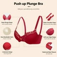 thumbnail image 5 of YANDW Push-up Padded Bras for Women Plunged Underwire Support Bra Add One Cups, Red 40D, 5 of 9