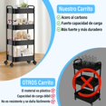 thumbnail image 4 of KIROGILY Carrito Organizador, Carrito Organizador con Ruedas 4 Niveles, Carritos Auxiliar de Metal con 12 Ganchos y 6 Cestas Colgantes, Carritos de Servicio para Hogar Oficina, 4 of 7