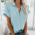 thumbnail image 2 of FAIWAD Breathable Lightweight Casual Button Down Tops for Women Short Sleeve Collared Shirts, 2 of 4