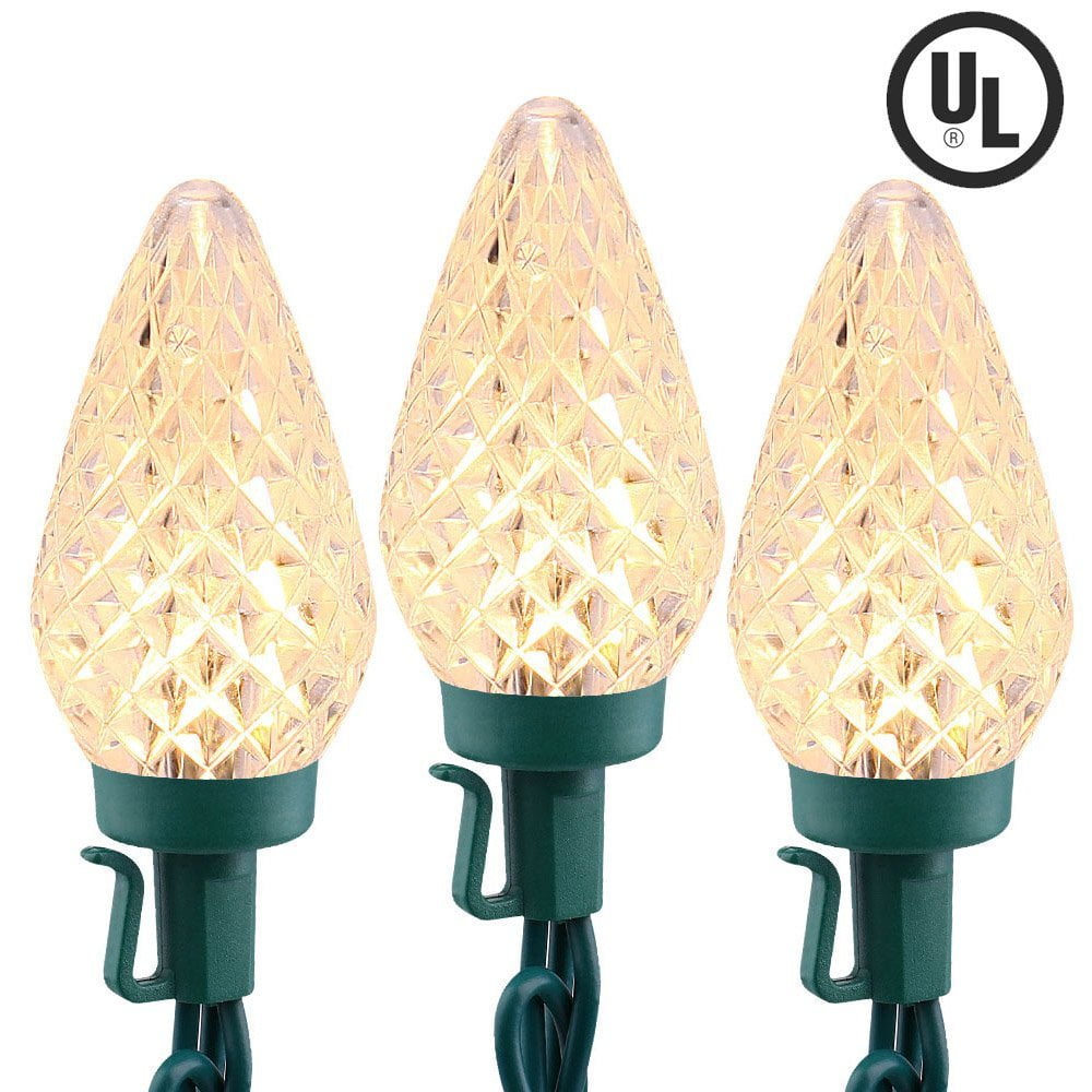 Brizled Faceted C9 LED String Lights, 25 LED 16ft Christmas Lights