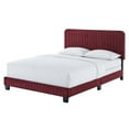 thumbnail image 1 of Tufted Platform Bed Frame, Twin Size, Velvet, Red, Modern Contemporary Urban Design, Bedroom Master Guest Suite, 1 of 8