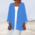 thumbnail image 3 of Scyoekwg Cardigans for Women Trendy 3/4 Sleeve Casual Lightweight Solid Color Open Front Medium Length Sleeve Cardigan Loose Cardigan(Blue,XL), 3 of 5