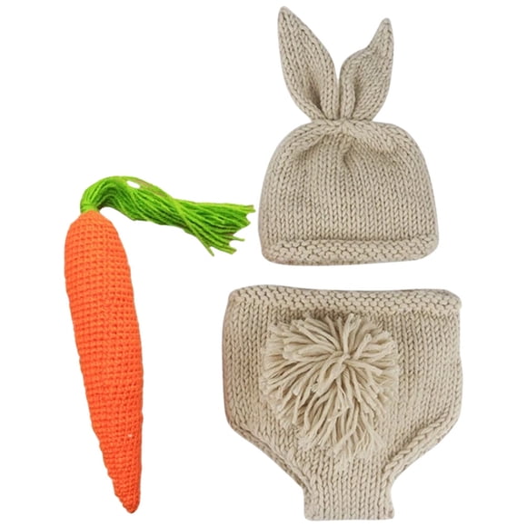 1 juego de accesorios para sesión de fotos de bebé recién nacido, gorro de ganchillo, pantalones, trajes de conejito, accesorios para sesión de fotografía para bebé