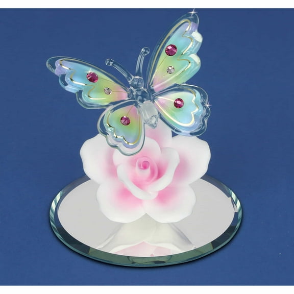 Fashion Butterfly, Bedazzled Glass Figurine (6 X 5.25) Made In China -Jewelry By Sweet Pea