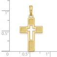 thumbnail image 2 of 14.7mm 14k Solid Yellow Gold Polished Cut-out Religious Faith Cross Charm Pendant Necklace for Women, 2 of 2