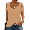 thumbnail image 2 of Lenpel Summer Tops for Women Trendy Cold Shoulder Short Sleeve V Neck Casual T Shirts Tunic Tee Blouses, 2 of 7