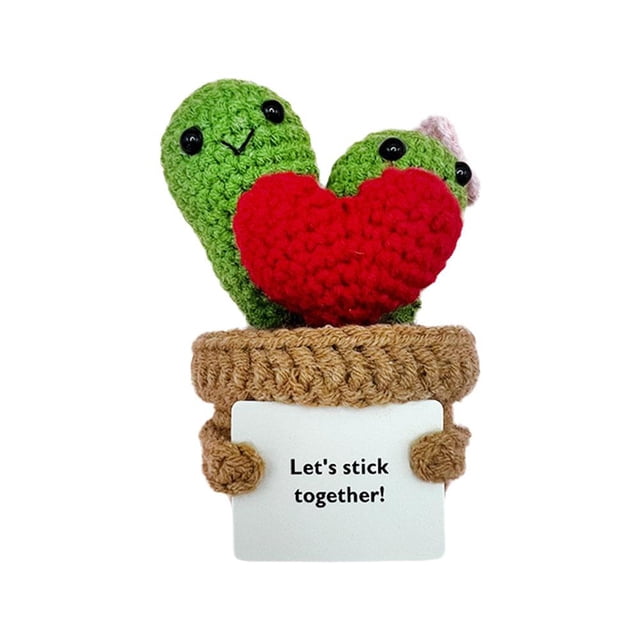SGACAI Cactus de apoyo emocional divertido, planta de punto positiva verde, muñeco de cactus T Nice V0