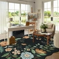 thumbnail image 5 of Moynesa 6'x9' Floral Washable Area Rugs, 6x9ft Soft Bedroom Large Rug for Living Room Ultra-Thin Non Slip Dining Room Rug, Stain Resistant Boho Rugs Easy Clean Throw Carpet for Office,Black, 5 of 6