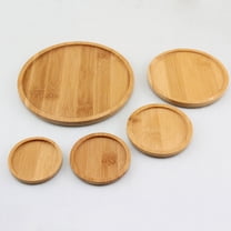 Beaupretty Round Flowerpot Tray Wood Planter Dish For Indoor Plants Light Brown Style