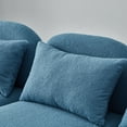 thumbnail image 4 of Loveseat Sofa with Two Pillow, Modern Teddy Fabric Petal Loveseat with Curved Armrests and Backrests, Comfy Living Room Sofa Furniture, Blue, 4 of 7